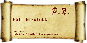 Péli Nikolett névjegykártya
